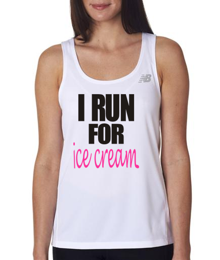 Running - I Run For Ice Cream - NB Ladies White Singlet